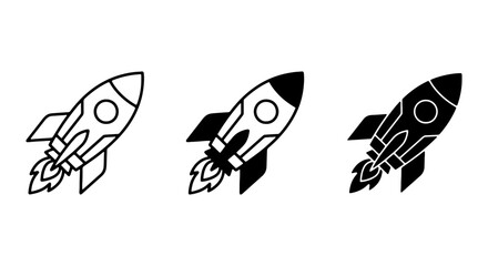 Rocket Ship Icons, Space Exploration Vector Set, Futuristic Launch Symbols, Sci-Fi Adventure Graphics © Sharmin