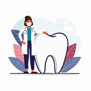 Dentist with Large Tooth Illustration
