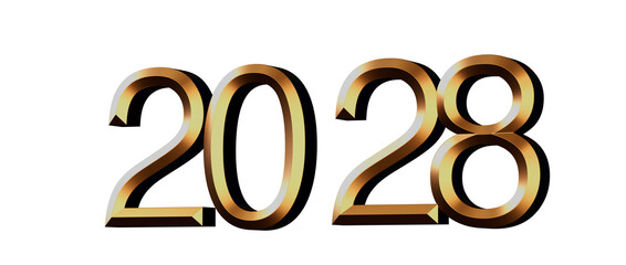 Bold golden 2028 on white background. Perfect for new year greetings, future concepts, and celebrato © vegefox.com
