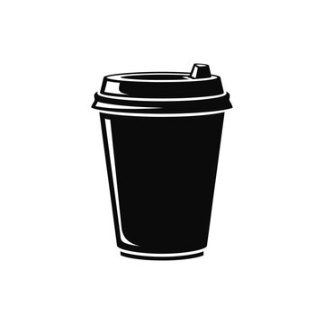 Black coffee cup icon against white background