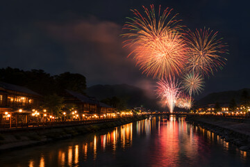 Fototapeta premium Japanese Summer Fireworks Festival Background