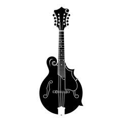 Obraz premium Black and White Mandolin Silhouette on White Background