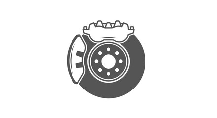 Automotive brake disc rotor with caliper and pad icon © mursidi