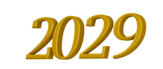 2029 in golden 3D style, perfect for new year greetings, events, and future planning. Ideal for post © vegefox.com