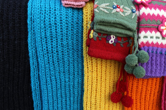 knitted scarves and socks