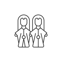 Fototapeta premium Glove puppets linear icon. Budaix national entertainment. Puppetry. Thin line customizable illustration. Contour symbol. Vector isolated outline drawing. Editable stroke