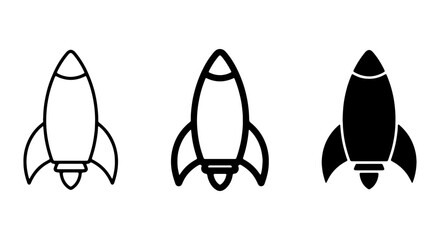 Rocket Ship Icons: Simple, Modern Spacecraft Vector Graphics for Launch, Exploration, and Technology © Tanzila