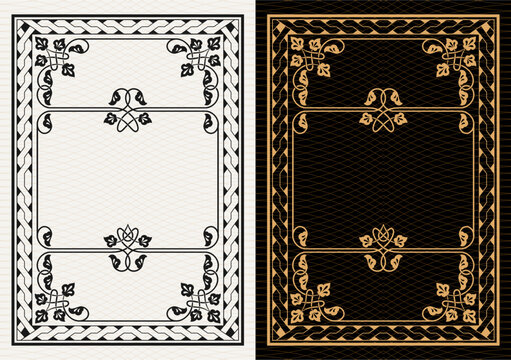 Luxury frame invitation card background vector. Elegant classic antique design, gold lines t, sparkle on black background. Premium design illustration for gala card, grand opening, art deco, magazine.