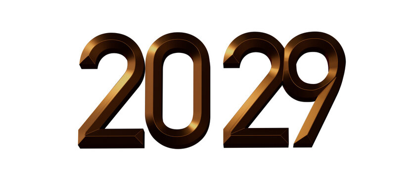 2029 text illustration. Conceptual design for future, new year, new decade and more. Isolated on whi