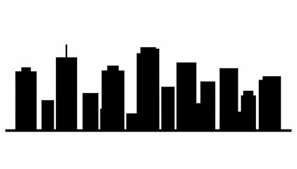 Naklejka premium City Skyline Silhouette Against White Background