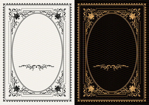 Luxury frame invitation card background vector. Elegant classic antique design, gold lines t, sparkle on black background. Premium design illustration for gala card, grand opening, art deco, magazine.