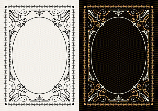 Luxury frame invitation card background vector. Elegant classic antique design, gold lines t, sparkle on black background. Premium design illustration for gala card, grand opening, art deco, magazine.