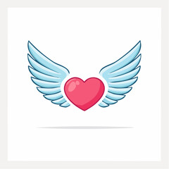 Fototapeta premium Cartoon Heart with Wings