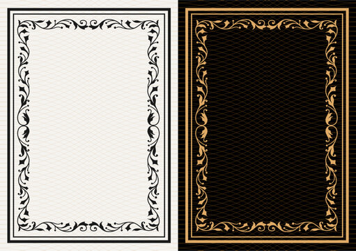 Luxury frame invitation card background vector. Elegant classic antique design, gold lines t, sparkle on black background. Premium design illustration for gala card, grand opening, art deco, magazine.