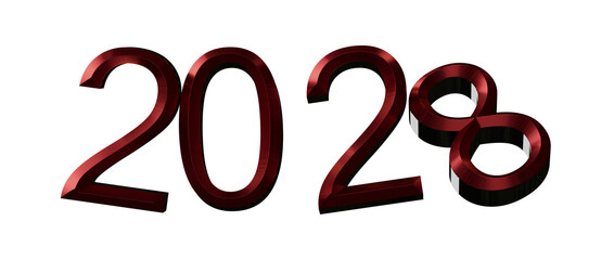 2028 text with a shiny crimson texture and 3D effect, perfect for New Year greetings, fut © vegefox.com