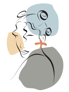Bantu woman line art minimalist print