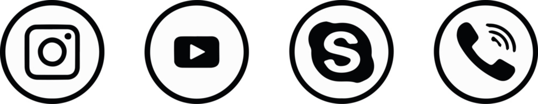 social  instagram youtube skype viber  icons circle set