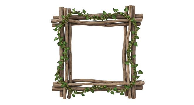 Rustic twig frame with natural texture