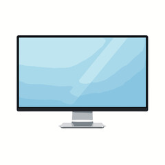 Fototapeta premium Modern Computer Monitor Displaying Blank Blue Screen on White Background