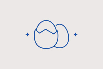 Obraz premium Boiled and cracked eggs line icon for healthy breakfast options and protein-rich meals. Minimalist vector illustration for cafe menus and culinary blog recipes.