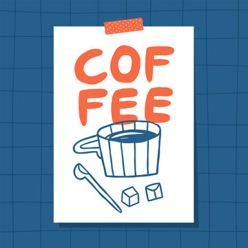 Coffee graphic print design for t shirt, apparel, posters. Kitchen wall art.