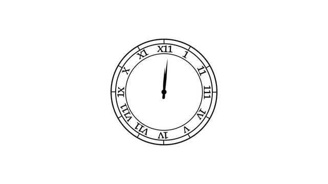 Clock Face with Roman Numerals and Hands on White Background Keywords: clock, time, roman numerals, numbers, clock face, hands, hour, minute, dial, analog, vintage, classic, traditional