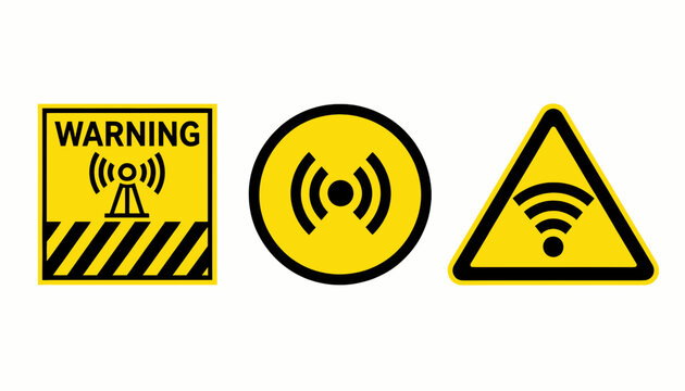 Warning Radiation Symbols on White Background