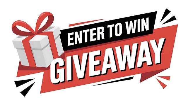 Giveaway, enter to win, prize ribbon, promotional label, contest banner