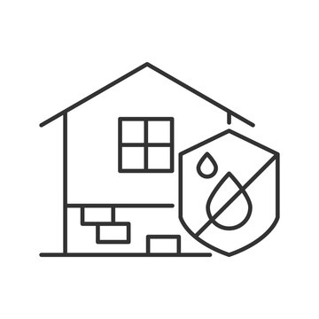 Resistance to dampness linear icon. Damp proofing. Building moisture resistant house. Thin line customizable illustration. Contour symbol. Vector isolated outline drawing. Editable stroke