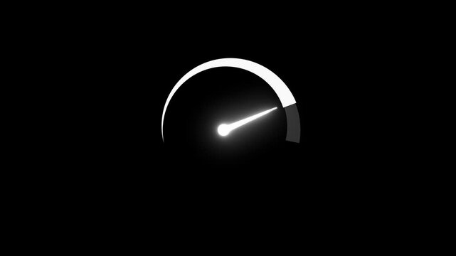 Glowing White Speedometer Needle on Black Background gauge dial