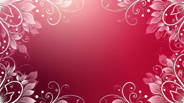 Elegant Red Floral Frame With Ornate Swirls Romantic Vintage Decorative Background For Invitations