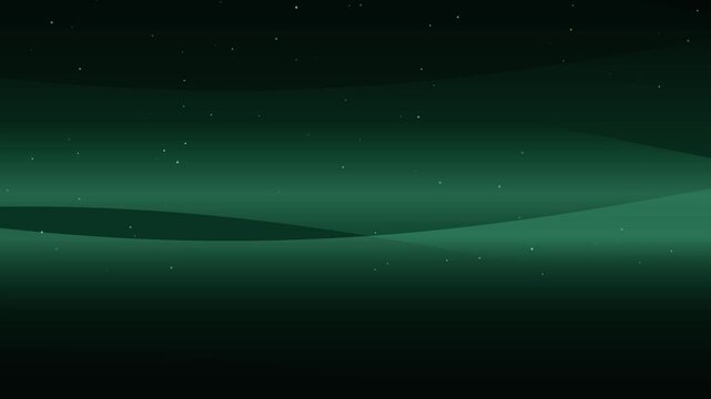 エメラルドグリーンのオーロラ2本が煌めく深遠な星空背景
