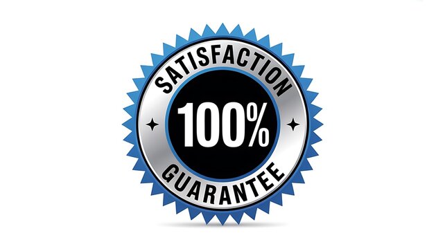 Satisfaction guarantee, 100% promise, business seal, quality assurance, warranty badge