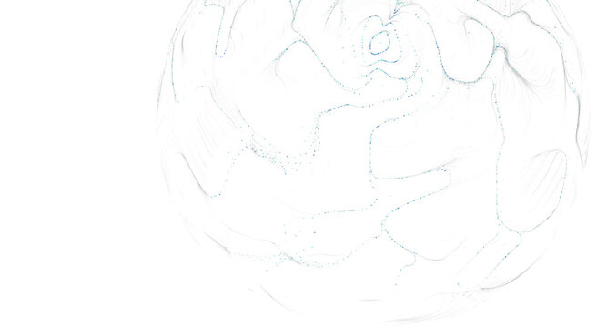 Abstract design featuring sphere-shaped pattern with lines and dots, evoking peace and se