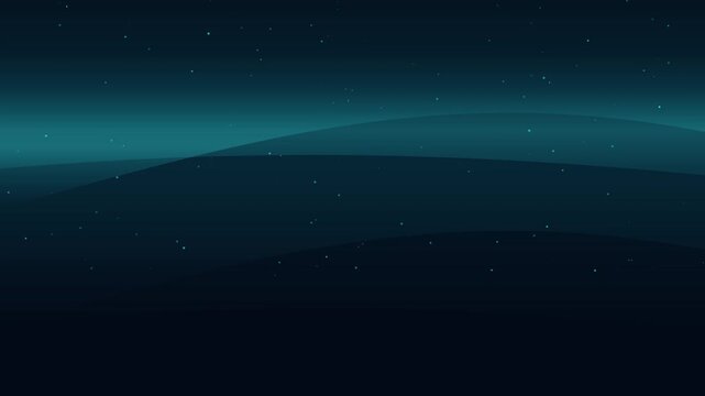 深海ブルーのオーロラ2本と星空が揺れる神秘的な夜景背景