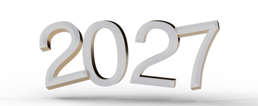 3D rendered image of the year 2027. Perfect for New Year's celebrations, futuristic concepts, business planning, and fi