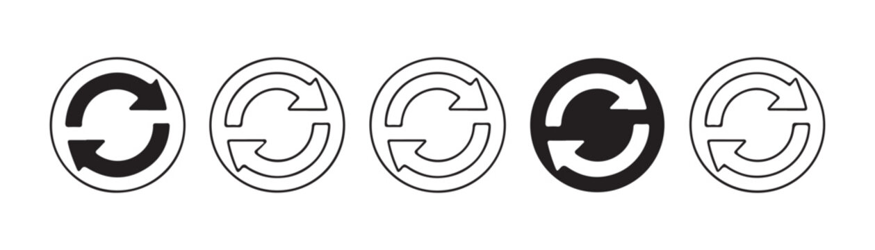 Circular loading and synchronization icons with dual arrows isolated on transparent checkered grid.