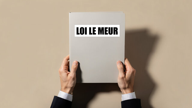 Homme d'affaires tenant un dossier marqu&eacute; Loi Le Meur