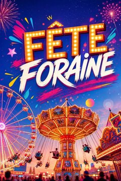 Mod&egrave;le d'affiche avec le texte F&ecirc;te foraine