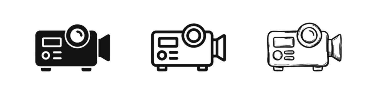 Multimedia projector icon set for presentations and cinema