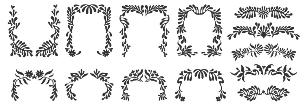 Art Nouveau Floral Border Frame Set Ornamental