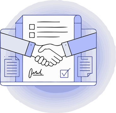 Illustrative handshake between two individuals sealing a significant business deal, representing successful partnership, contract signing, and mutual agreement finalization.