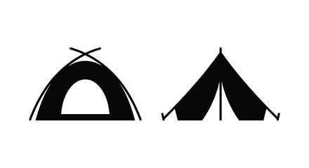 Two camping tent silhouettes against a white background silhouette © APIM02SN
