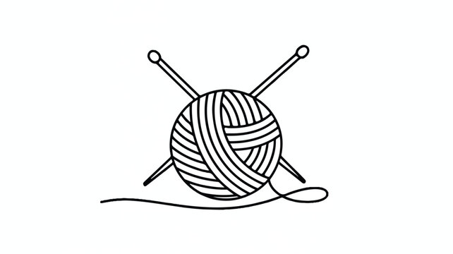 ball of yarn with knitting needles hobby craft  sewing tool