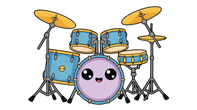 cartoon drum set with smiling face