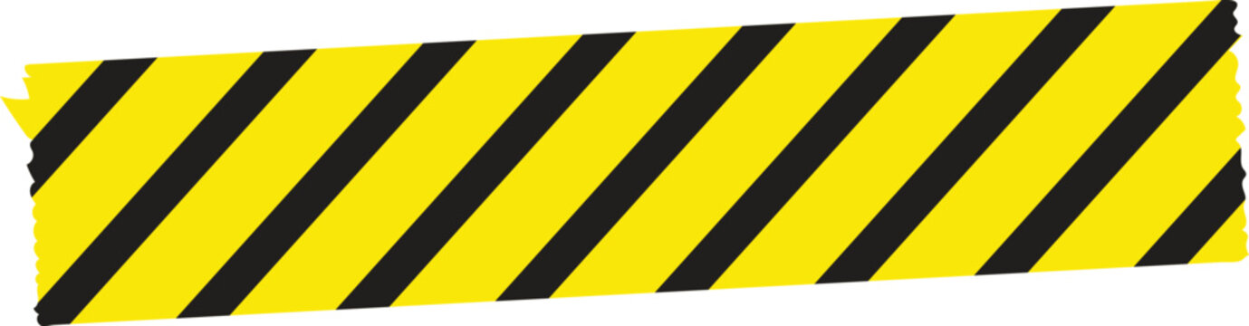 Yellow caution tape with black stripes. Caution tape PNG. Caution tape for marking hazardous areas on a transparent background.
