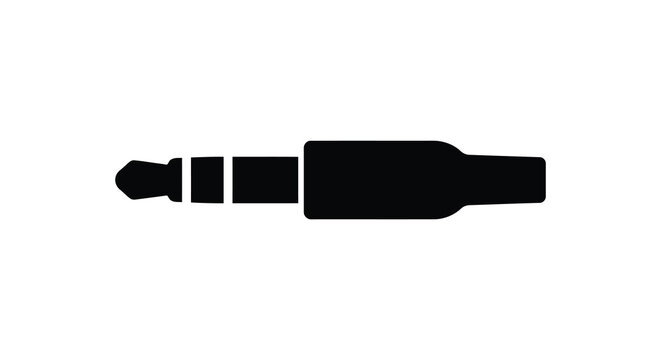 Mini jack audio connector silhouette on a white background