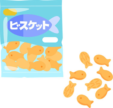 袋入りの魚型ビスケット