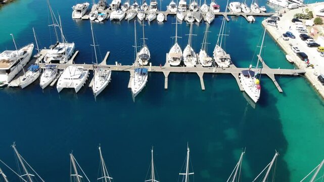 Marina in Primosten, Dalmatia region of Croatia. Sailing infrastructure in Croatia.