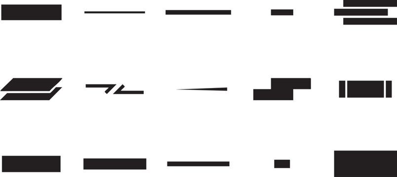 Horizontal line elements and minimalist dash symbols for dividers and technological interface design.